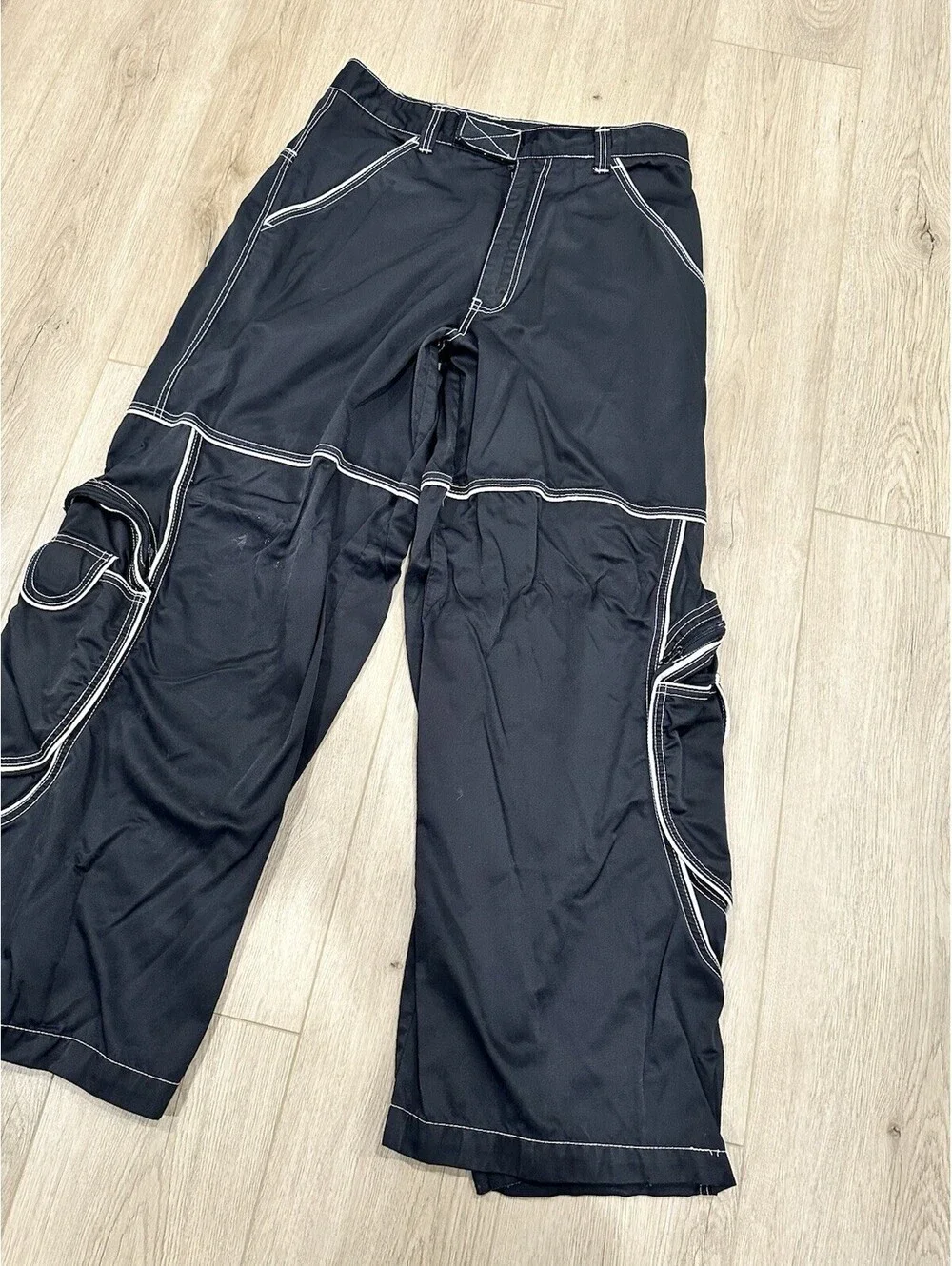Vintage Macgear Rave Pants 34x31 Cargo Wide Leg Y2K Glow Drum Bass Festival